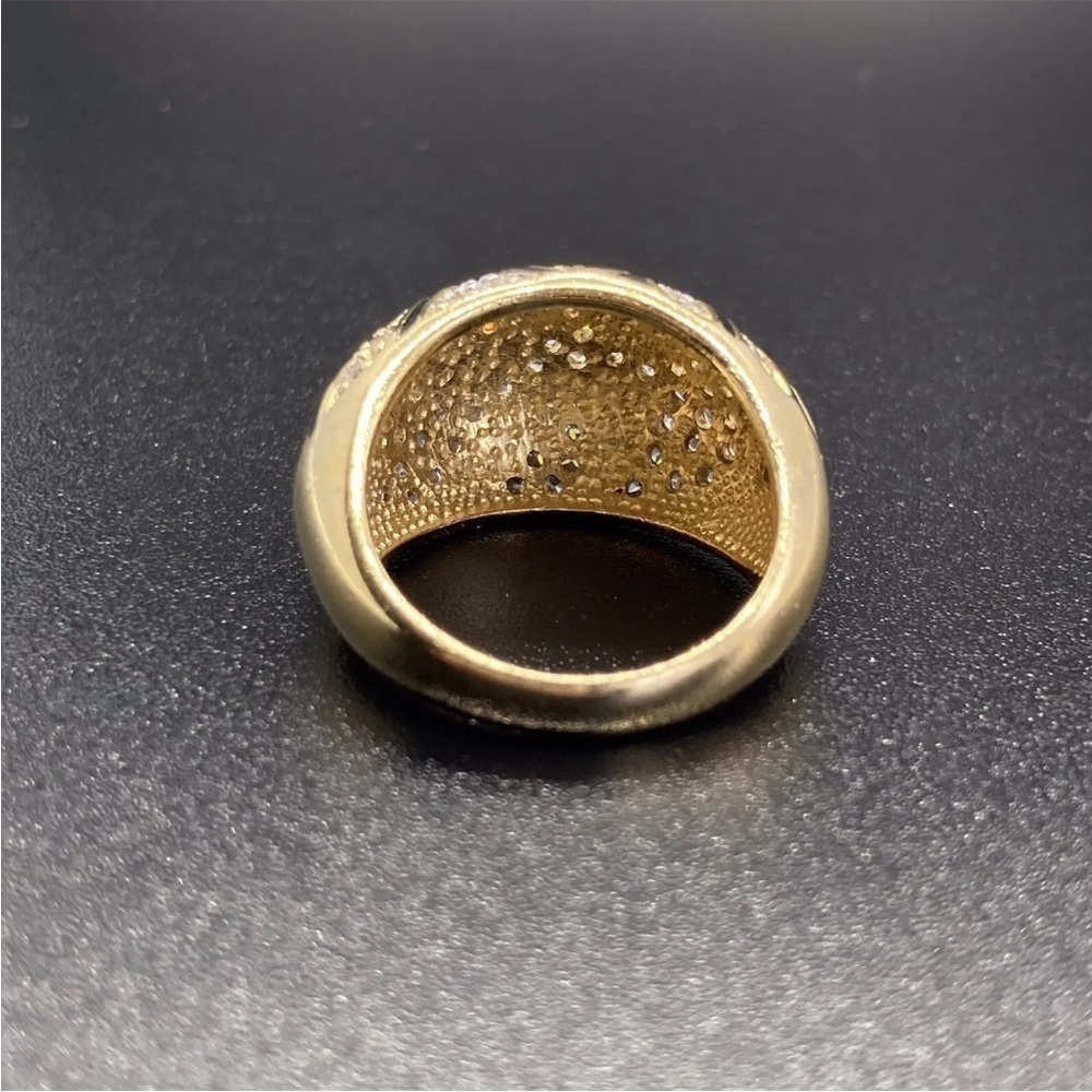 Shiny Lab Diamonds Gold Over Sterling Silver Dome Enamel Ring - Picture 8 of 9